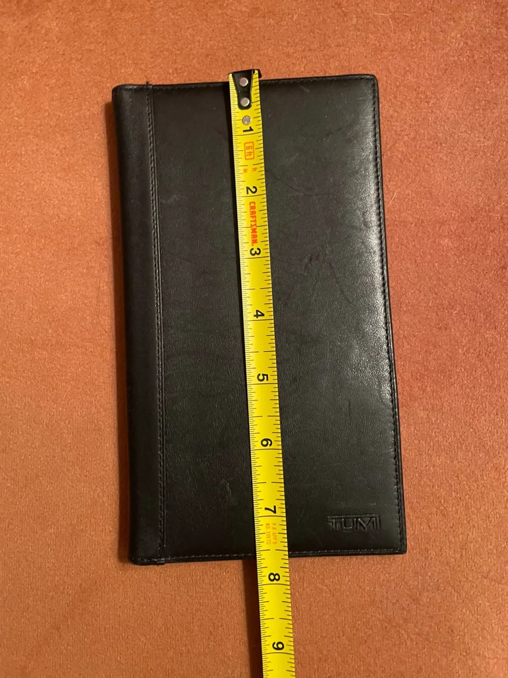 Tumi Black Leather Long Wallet, Travel Checkbook Cover, Passport, Portfolio